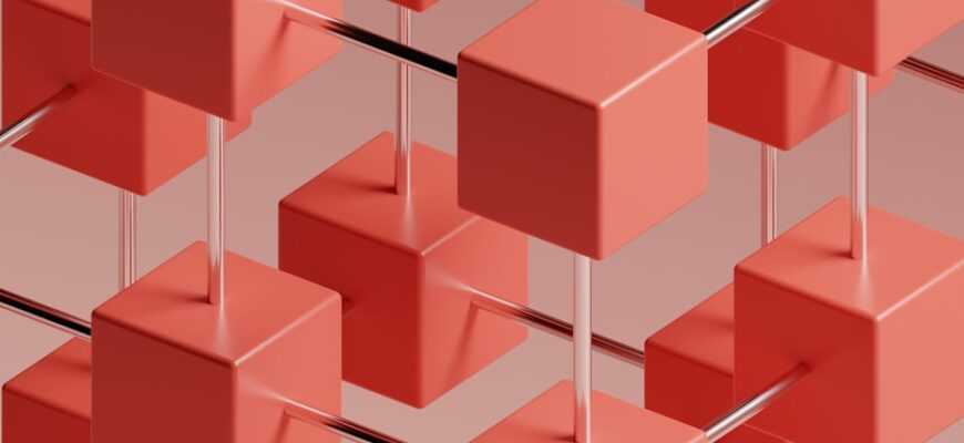 a group of red cubes on a gray background